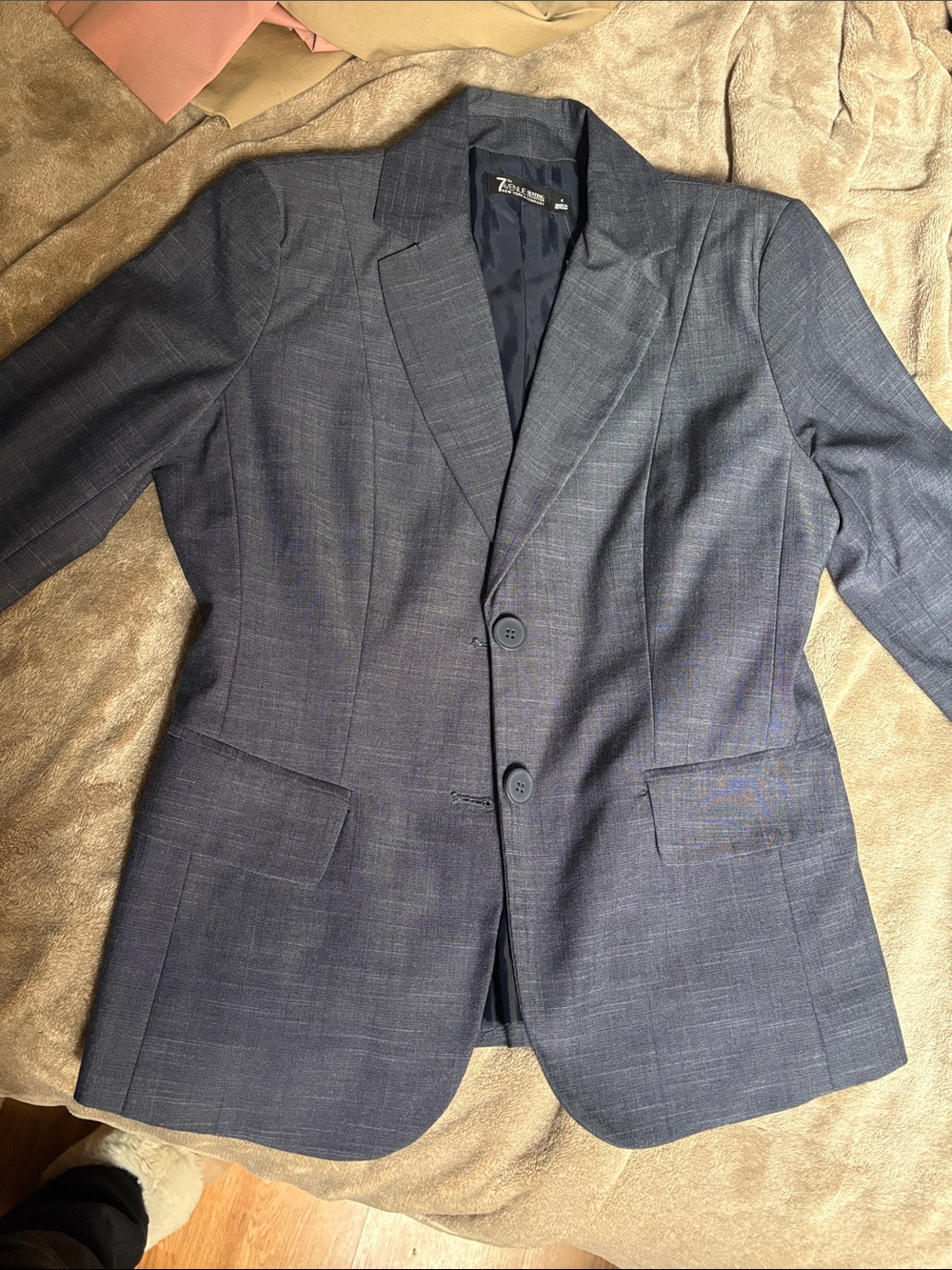Zara Classic Navy Tailored Blazer